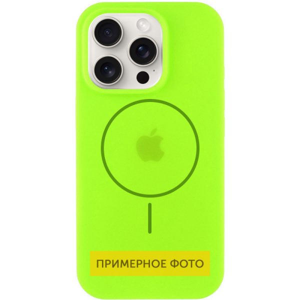 Чохол для iPhone 16 Plus Салатовий Silicone Case Full Protective NO LOGO with MagSafe