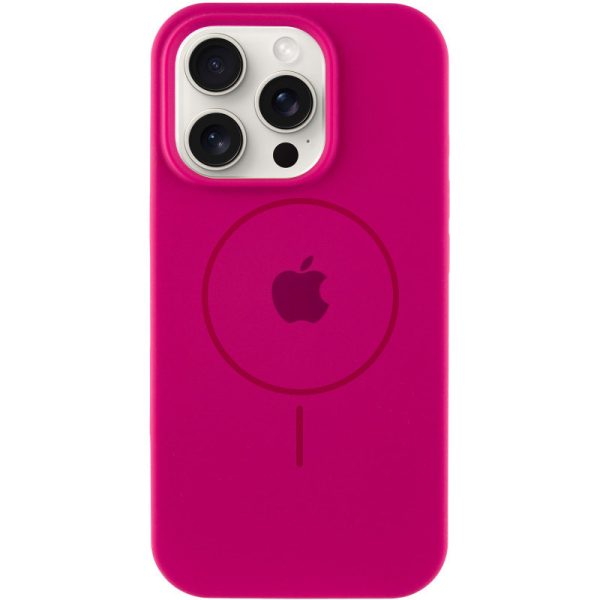 Чохол для iPhone 12 Pro Max Малиновий Silicone Case Full Protective with MagSafe
