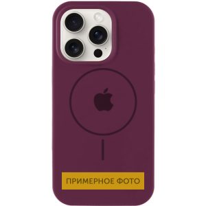 Чохол для iPhone 14 Plus Бордовий Silicone Case Full Protective with MagSafe