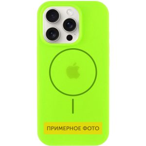 Чохол для iPhone 14 Plus Салатовий Silicone Case Full Protective with MagSafe