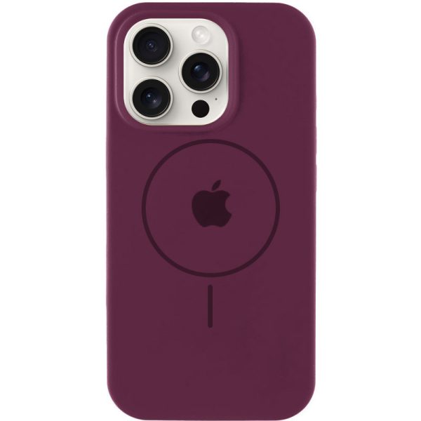 Чохол для iPhone 15 Pro Max Бордовий Silicone Case Full Protective with MagSafe