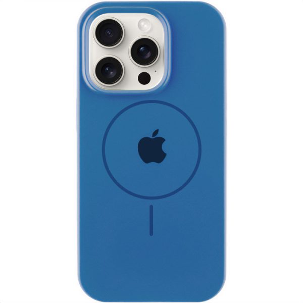 Чохол для iPhone 15 Pro Max Синій Silicone Case Full Protective with MagSafe
