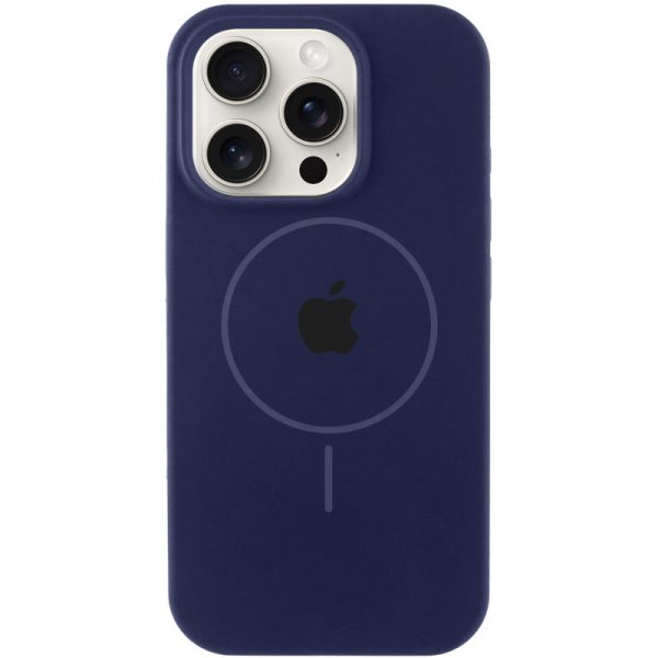 Чохол для iPhone 15 Pro Max Синій Silicone Case Full Protective with MagSafe