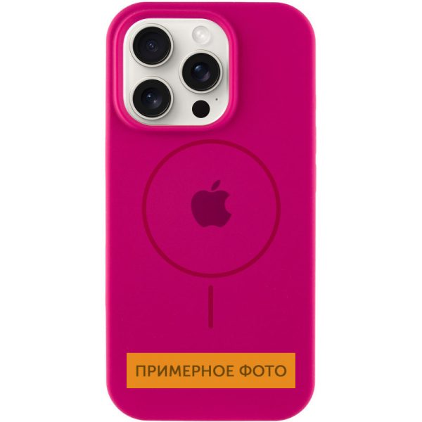 Чохол для iPhone 16 Plus Малиновий Silicone Case Full Protective with MagSafe