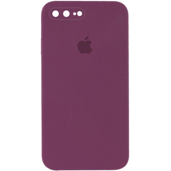Чохол для iPhone 7 plus / 8 plus Бордовий Silicone Case Square Full Camera Protective