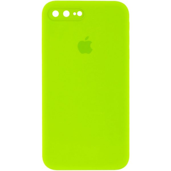 Чохол для iPhone 7 plus / 8 plus Салатовий Silicone Case Square Full Camera Protective