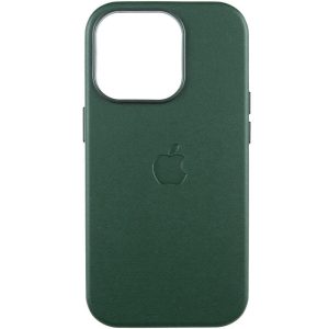 Шкіряний чохол для Apple iPhone 16 Pro Max Зелений Leather Case with MagSafe and Animation