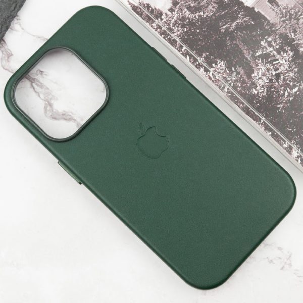 Шкіряний чохол для Apple iPhone 16 Pro Max Зелений Leather Case with MagSafe and Animation - Зображення 2