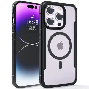 Чохол для iPhone 15 Pro Чорний Defense Прозорий with MagSafe