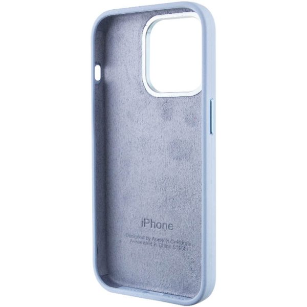 Чохол для iPhone 14 Pro Max Блакитний Silicone Case Metal Buttons - Зображення 5