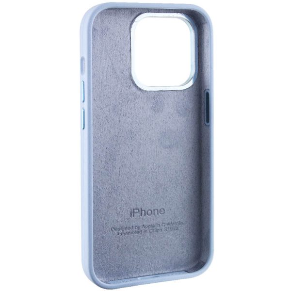Чохол для iPhone 14 Pro Max Блакитний Silicone Case Metal Buttons - Зображення 6