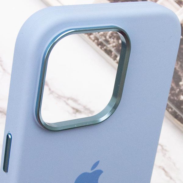 Чохол для iPhone 14 Pro Max Блакитний Silicone Case Metal Buttons - Зображення 8