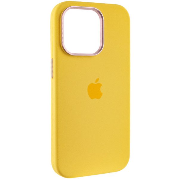Чохол для iPhone 14 Pro Max Жовтий Silicone Case Metal Buttons