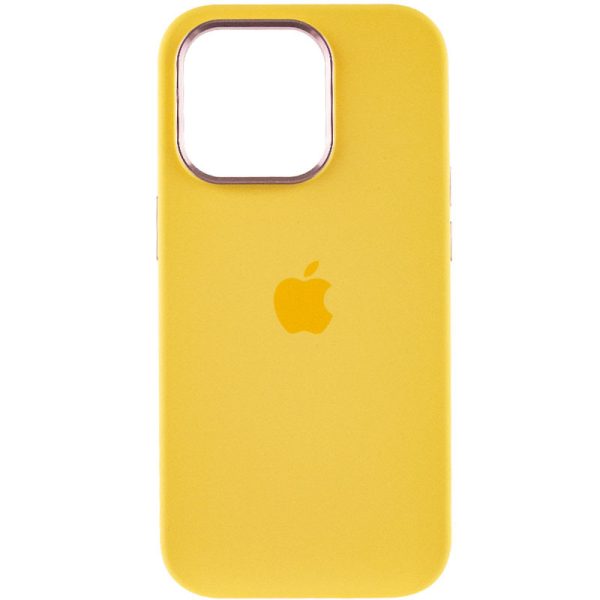Чохол для iPhone 14 Pro Max Жовтий Silicone Case Metal Buttons - Зображення 2
