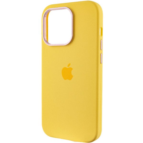 Чохол для iPhone 14 Pro Max Жовтий Silicone Case Metal Buttons - Зображення 3