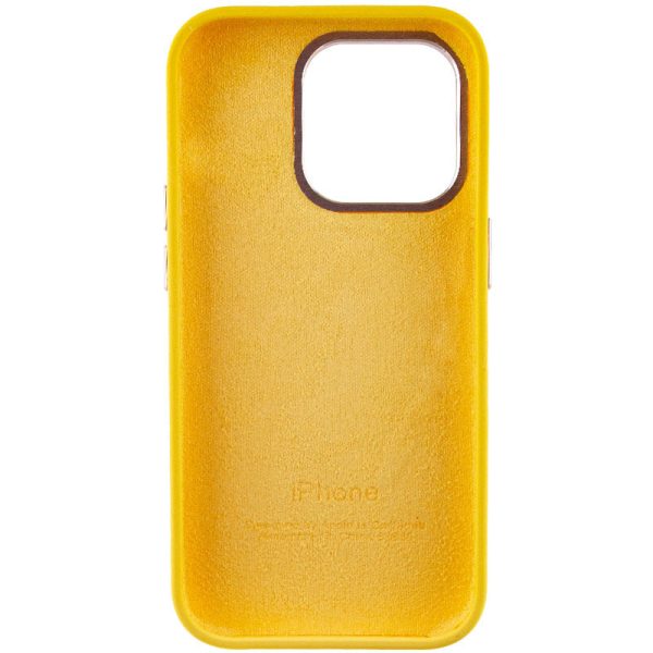Чохол для iPhone 14 Pro Max Жовтий Silicone Case Metal Buttons - Зображення 4