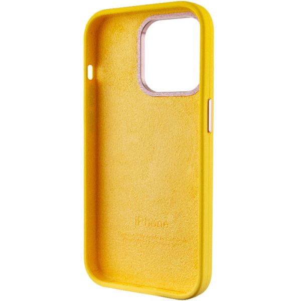 Чохол для iPhone 14 Pro Max Жовтий Silicone Case Metal Buttons - Зображення 5