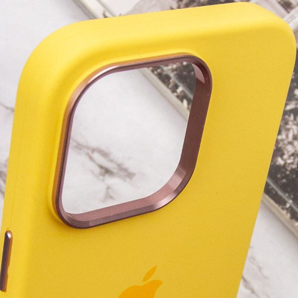 Чохол для iPhone 14 Pro Max Жовтий Silicone Case Metal Buttons - Зображення 8