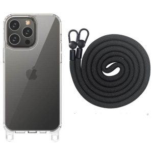 Чохол для iPhone 12 Pro Max Чорний TPU Transparent with Straps