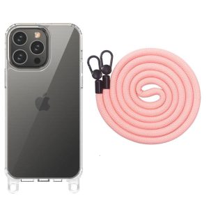 Чохол для iPhone 12 Pro Max Рожевий TPU Transparent with Straps