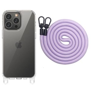 Чохол для iPhone 12 Pro Max Фіолетовий TPU Transparent with Straps