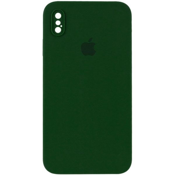 Чохол для iPhone XS Max Зелений Silicone Case Square Full Camera Protective