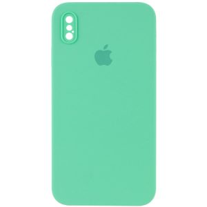 Чохол для iPhone XS Max Зелений Silicone Case Square Full Camera Protective