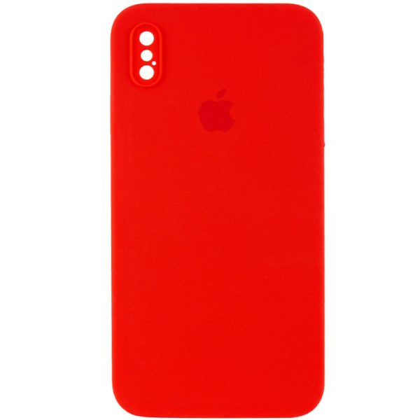 Чохол для iPhone XS Max Червоний Silicone Case Square Full Camera Protective