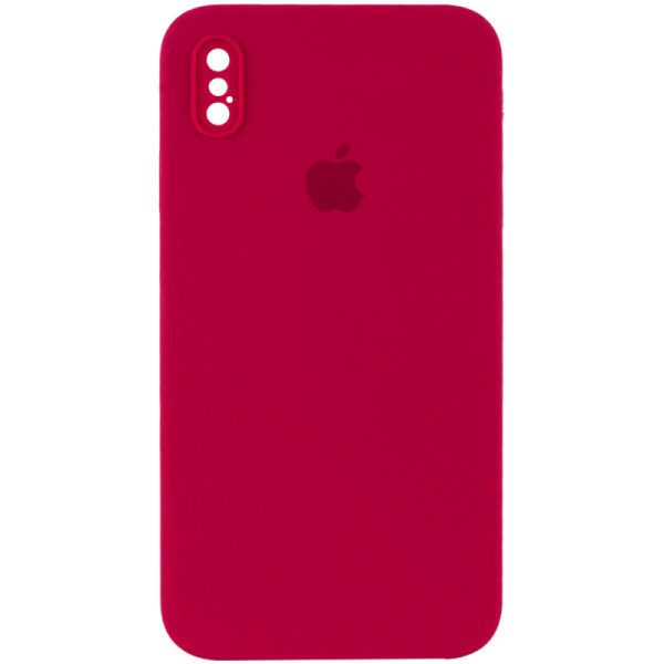 Чохол для iPhone XS Max Червоний Silicone Case Square Full Camera Protective