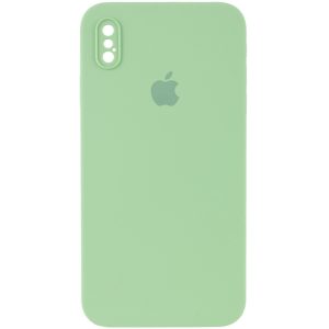 Чохол для iPhone XS Max М'ятний Silicone Case Square Full Camera Protective