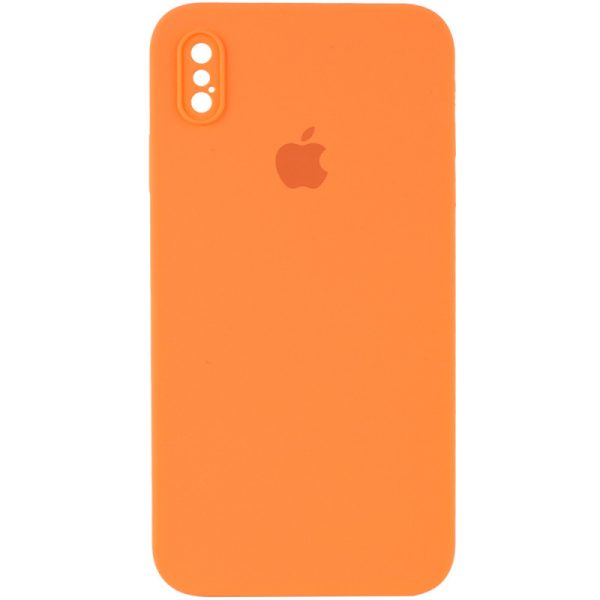 Чохол для iPhone XS Max Помаранчевий Silicone Case Square Full Camera Protective