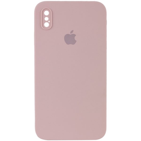Чохол для iPhone XS Max Рожевий Silicone Case Square Full Camera Protective