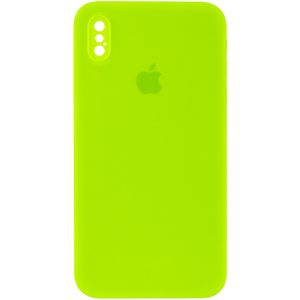 Чохол для iPhone XS Max Салатовий Silicone Case Square Full Camera Protective