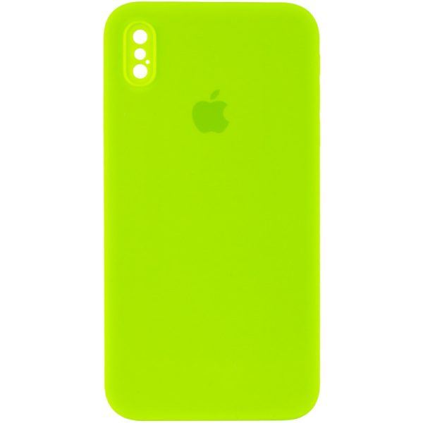Чохол для iPhone XS Max Салатовий Silicone Case Square Full Camera Protective