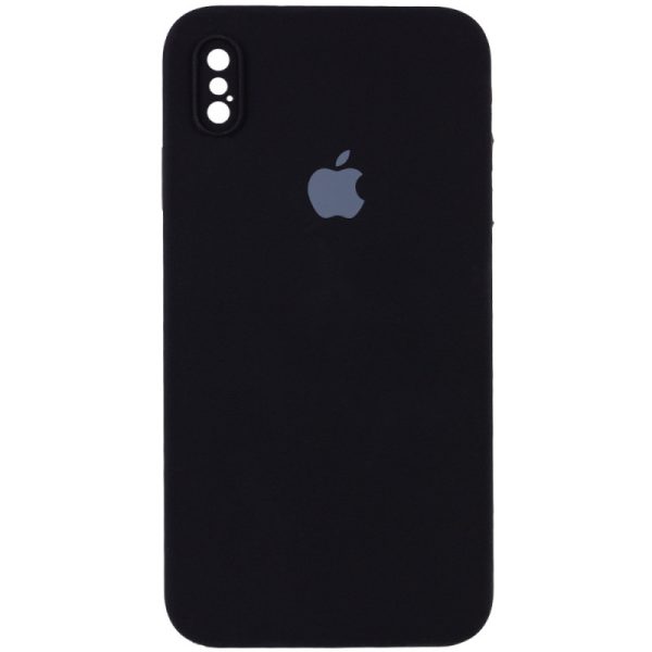 Чохол для iPhone XS Max Чорний Silicone Case Square Full Camera Protective