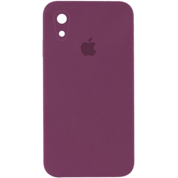Чохол для iPhone XR Бордовий Silicone Case Square Full Camera Protective