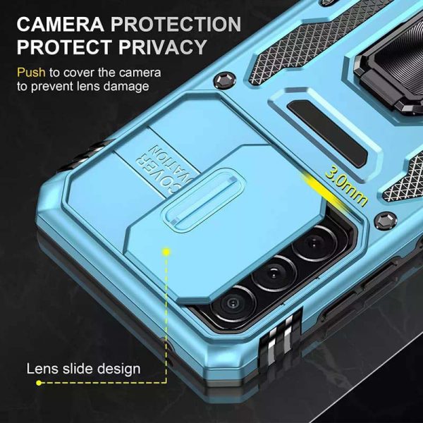 Ударостійкий чохол для Samsung Galaxy A73 5G Блакитний Camshield Army Ring - Зображення 4