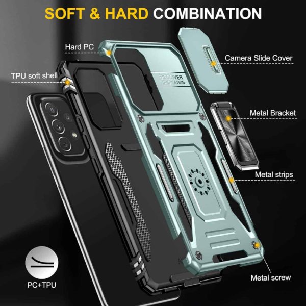 Ударостійкий чохол для Samsung Galaxy A73 5G Зелений Camshield Army Ring - Зображення 5