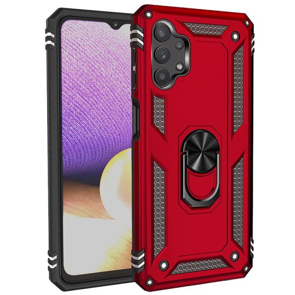 Ударостійкий чохол для Samsung Galaxy A13 4G Червоний Serge Ring for Magnet