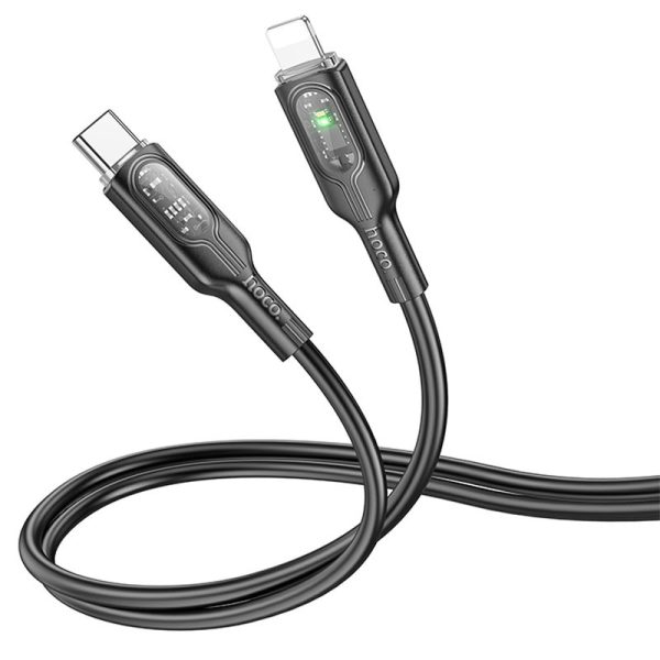 Дата кабель Hoco U120 Transparent explore intelligent power-off PD 27W Type-C to Lightning (1.2m) - Зображення 2