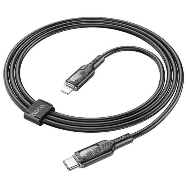 Дата кабель Hoco U120 Transparent explore intelligent power-off PD 27W Type-C to Lightning (1.2m) - Зображення 4