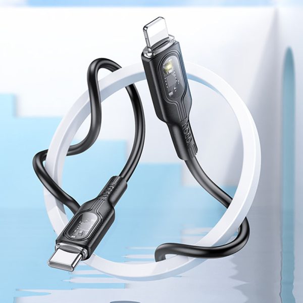 Дата кабель Hoco U120 Transparent explore intelligent power-off PD 27W Type-C to Lightning (1.2m) - Зображення 5
