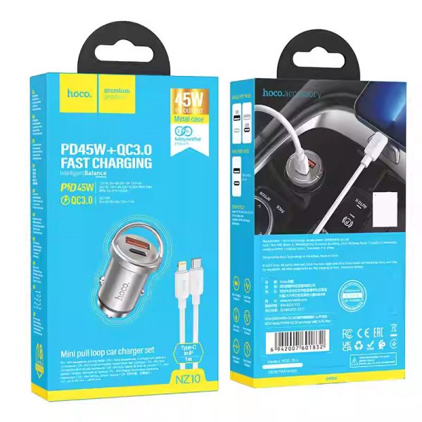 АЗП Hoco NZ10 Handy PD45W+QC3.0 + Type-C to Lightning - Зображення 3