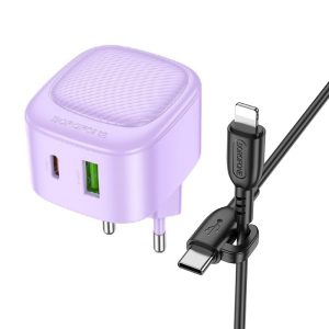 Зарядний пристрій Borofone BAS22A Fortune PD20W+QC3.0 (1C1A) + Type-C to Lightning