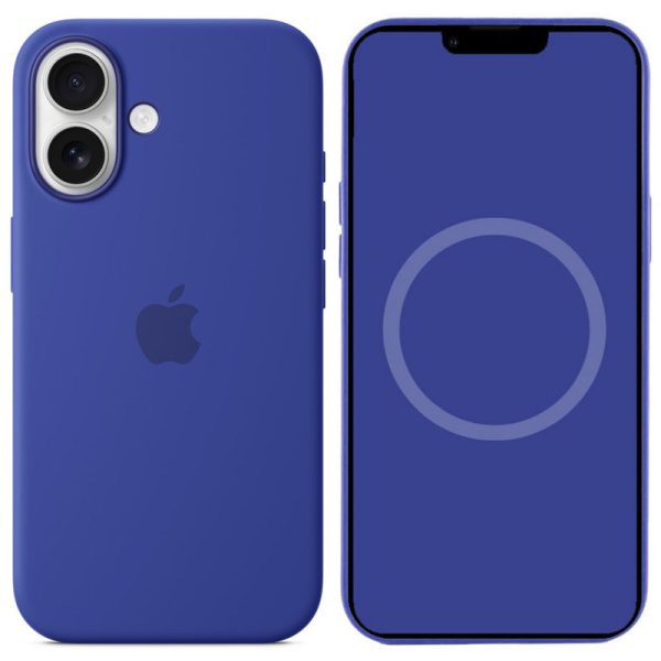 Чохол для iPhone 16 Синій Silicone case full with Magsafe and Animation