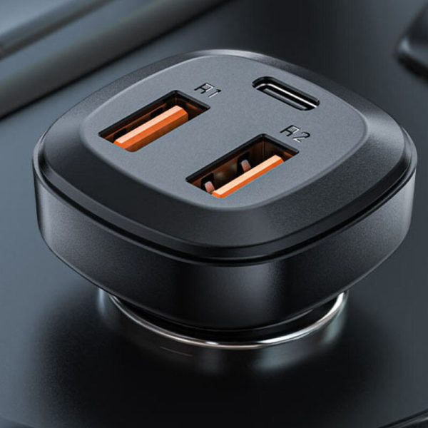 АЗП Acefast B9 66W (2USB-A+USB-C) three port metal car charger - Зображення 4