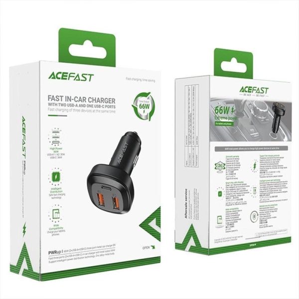 АЗП Acefast B9 66W (2USB-A+USB-C) three port metal car charger - Зображення 6