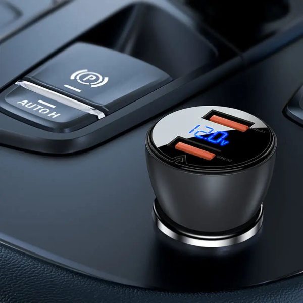АЗП Acefast B7 metal car charger 45W (USB-A + USB-A) with digital display - Зображення 3