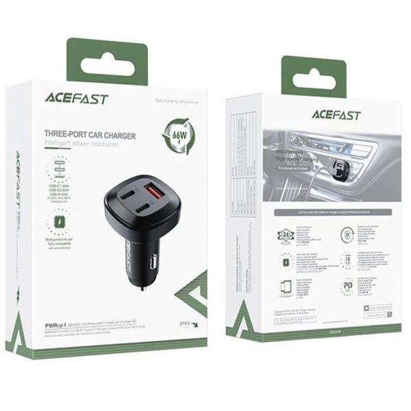 АЗП Acefast B3 66W(USB-C+USB-C+USB-A) three-port metal car charger - Зображення 5