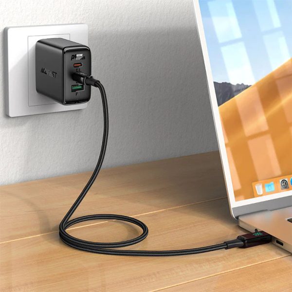Дата кабель Acefast C6-03 USB-C to USB-C 100W zinc alloy digital display braided (2m) - Зображення 4